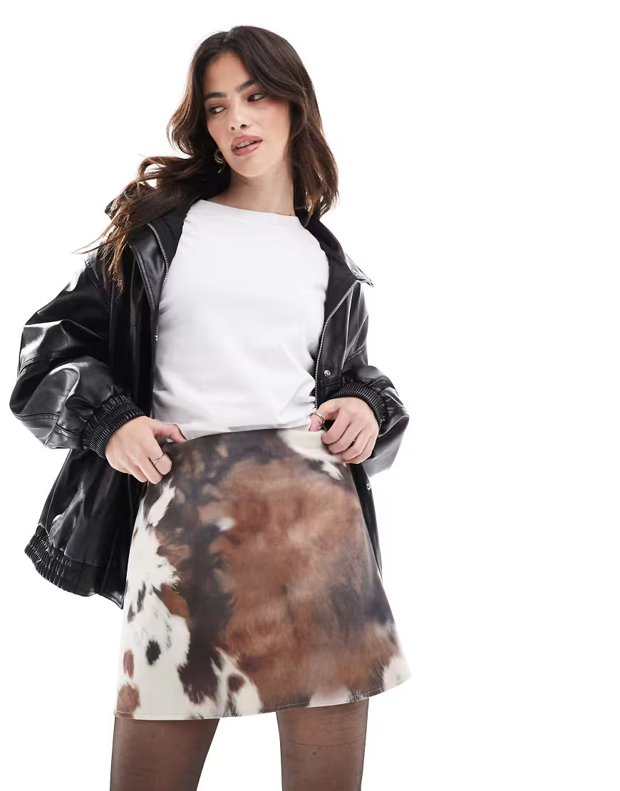 ASOS DESIGN mini skirt in cow print-Multi | ASOS (Global)