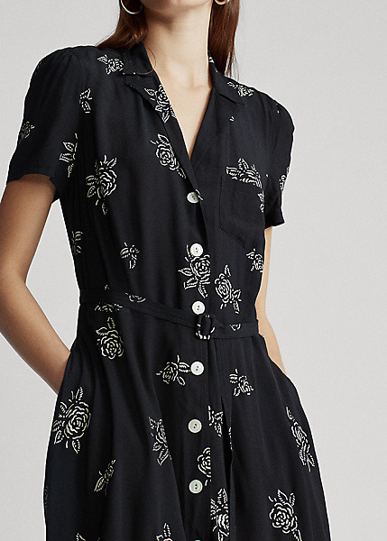 Rose-Print Midi Dress | Ralph Lauren (US)