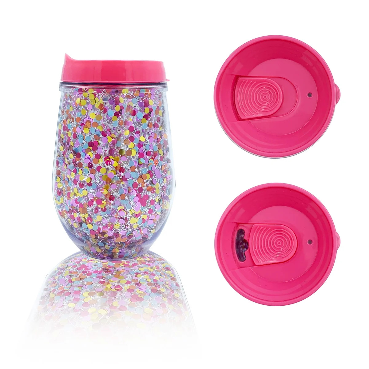 Packed Party 'Sip to It' Pink Confetti Plastic Cup, 12 fl oz. Capacity, Everyday, 1 Piece | Walmart (US)