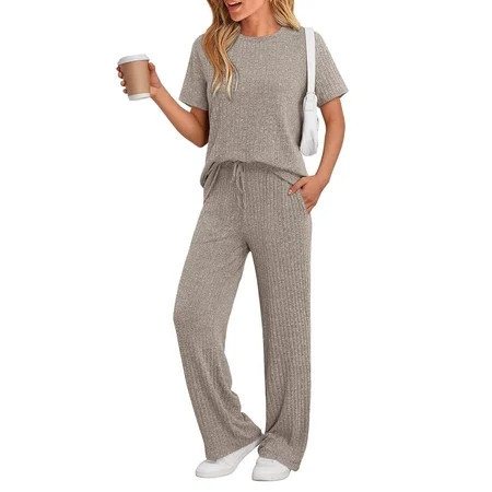 SUNBS Lounge Sets for Women Summer Matching 2 Piece Outfit For Women Lounge Set Ribbed Knit Pajamas Set Trendy Clothes | Walmart (US)