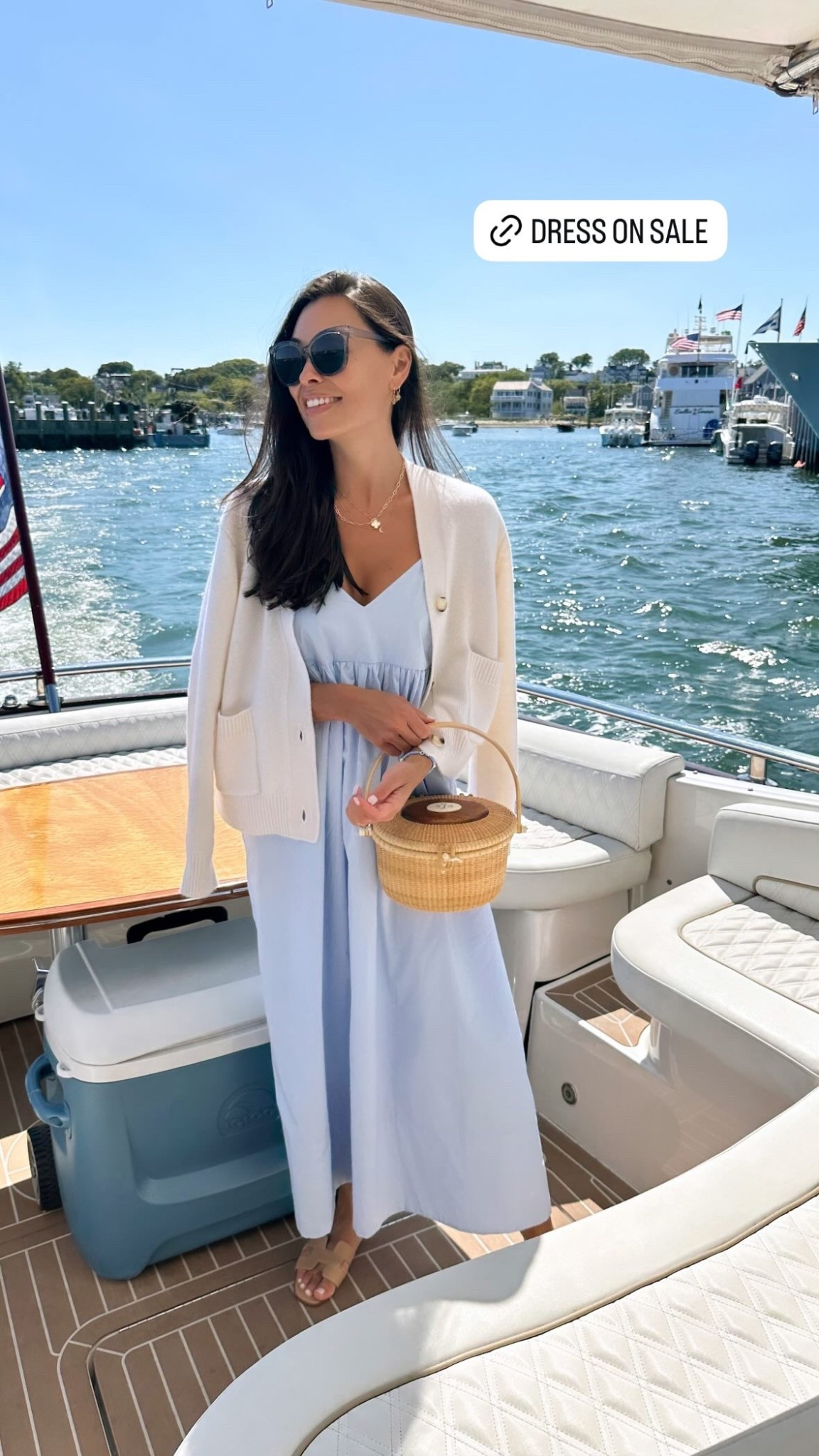 Jenni Kayne dress, cashmere cardigan, Nantucket style, Nantucket basket bag. 

#LTKStyleTip #LTKSeasonal #LTKSaleAlert