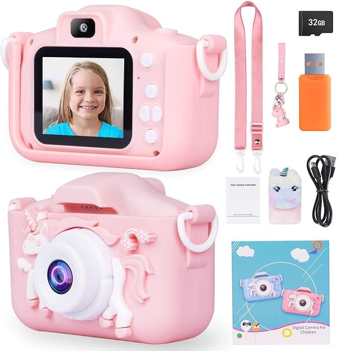 ArtCWK Kids Camera Birthday Gifts for 5 6 7 8 Year Old Girls Upgraded Unicorn Digital Child Camer... | Amazon (US)