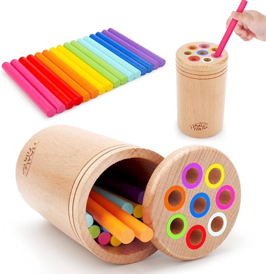 Montessori Toys for 1-3 Year Old: Wooden Learning Color Sorting Toys for Toddlers Age 1 2 3, Fine... | Amazon (US)