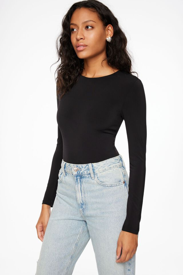 Kyla Sculpt Long Sleeve Crew Neck Bodysuit | Dynamite Clothing
