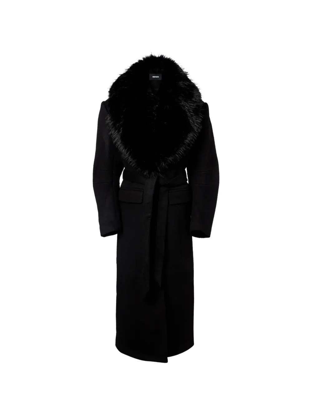 ROTATE BIRGER CHRISTENSEN faux-fur-collar coat - Black | Farfetch Global