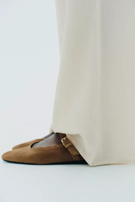 SPLIT SUEDE BALLERINAS | Zara UK