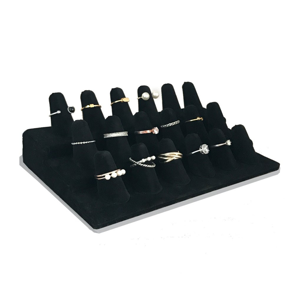 18 Fingers Ring Display, Black Velvet 3 Step Ring Stand, for Showcase Jewelry Organizer Jewelry S... | Amazon (US)