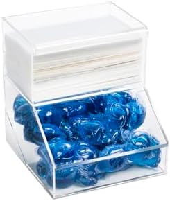 Laundry Pod Holder & Dryer Sheet Dispenser - 2 Compartment Acrylic Container w/Lids for Storing C... | Amazon (US)