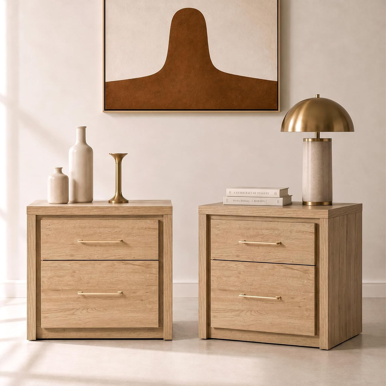Walsham Nightstands Set of 2, Bedside Tables for Bedroom, Natural Oak | Amazon (US)