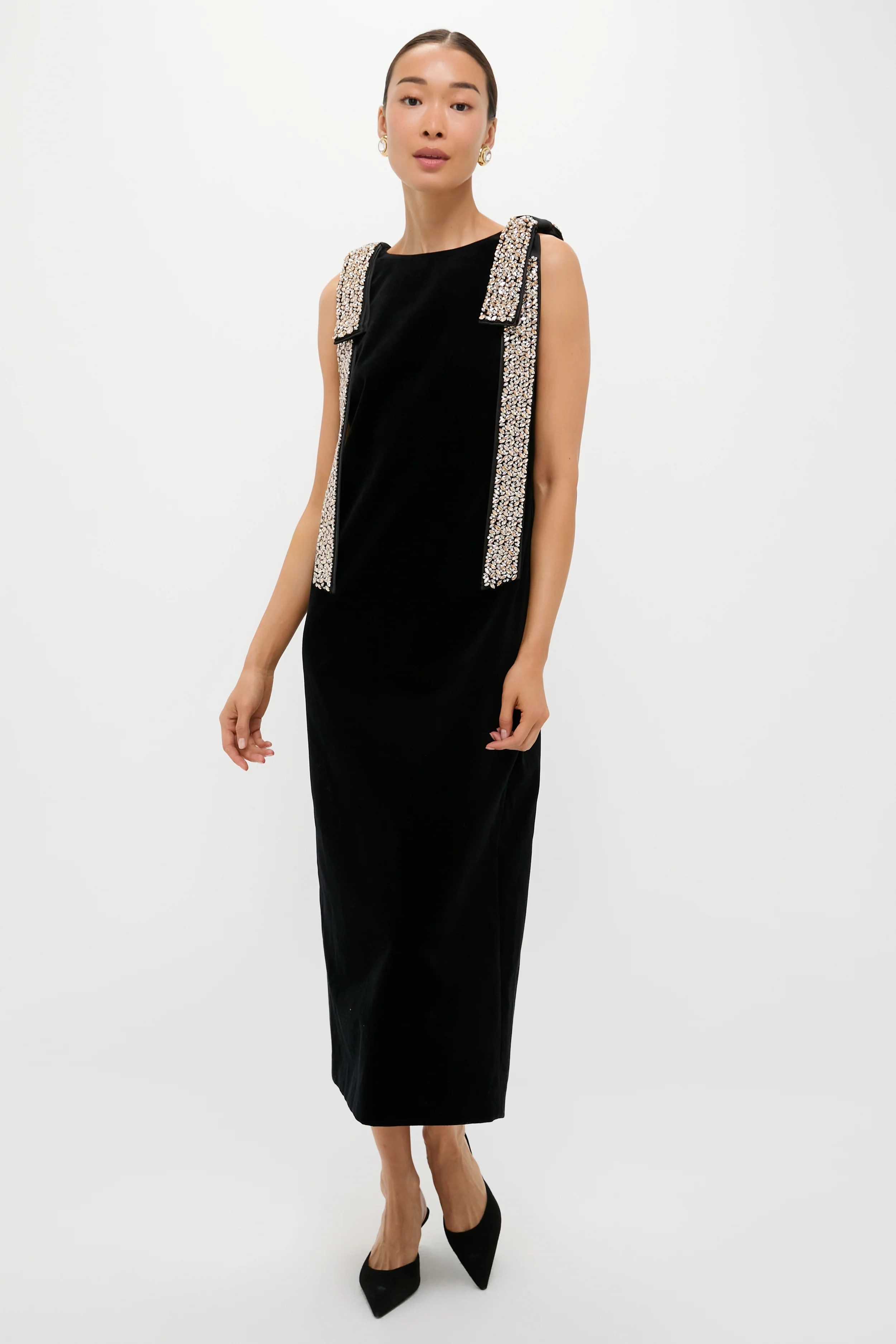 Black Velvet Embellished Viola Dress | Tuckernuck (US)