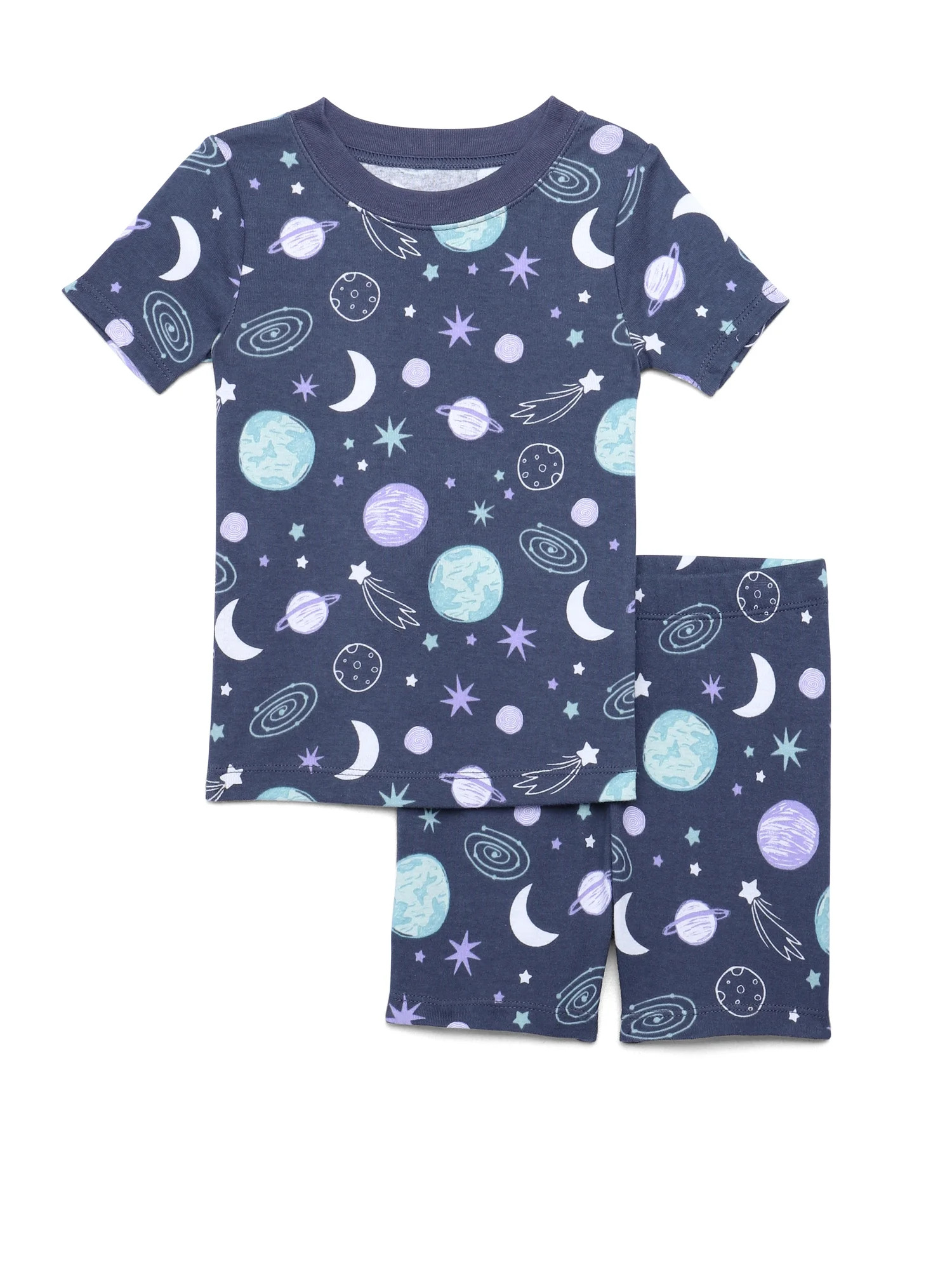 Wonder Nation Toddler Short-Sleeve Tee & Shorts Cotton Pajama Set, 2-Piece, Sizes 12M-5T | Walmart (US)