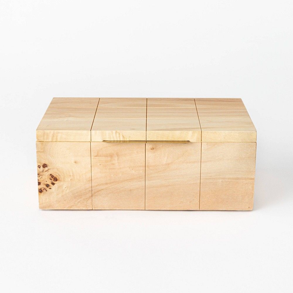 9"" x 3.2"" Decorative Burled Wooden Box Natural - Threshold designed with Studio McGee | Target