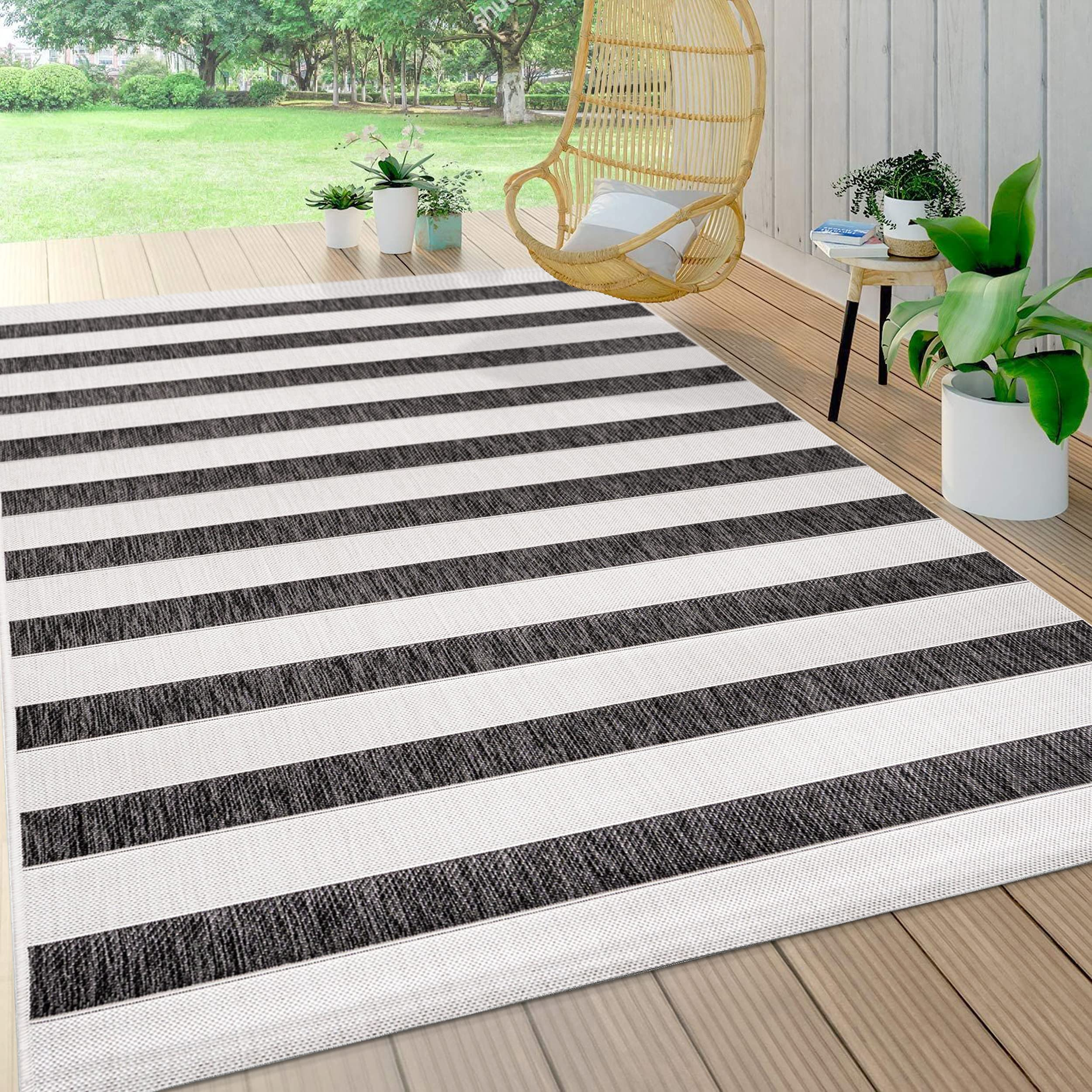 JONATHAN Y SMB112B-8 Aveiro Wide Stripe Indoor Outdoor Area Rug, Bohemian, Coastal, Mediterranean... | Amazon (US)