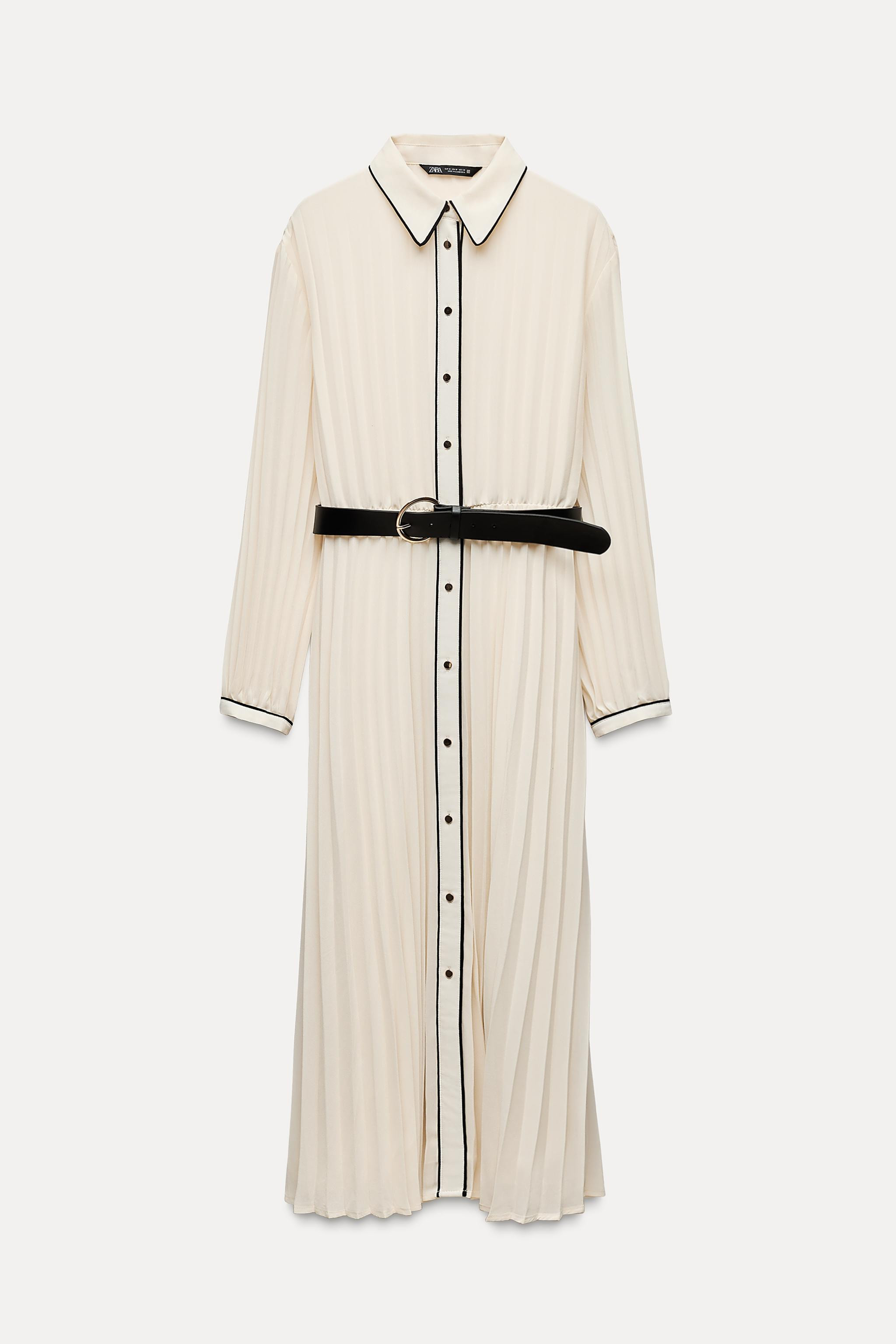 PLEATED DRESS WITH BELT | Zara US