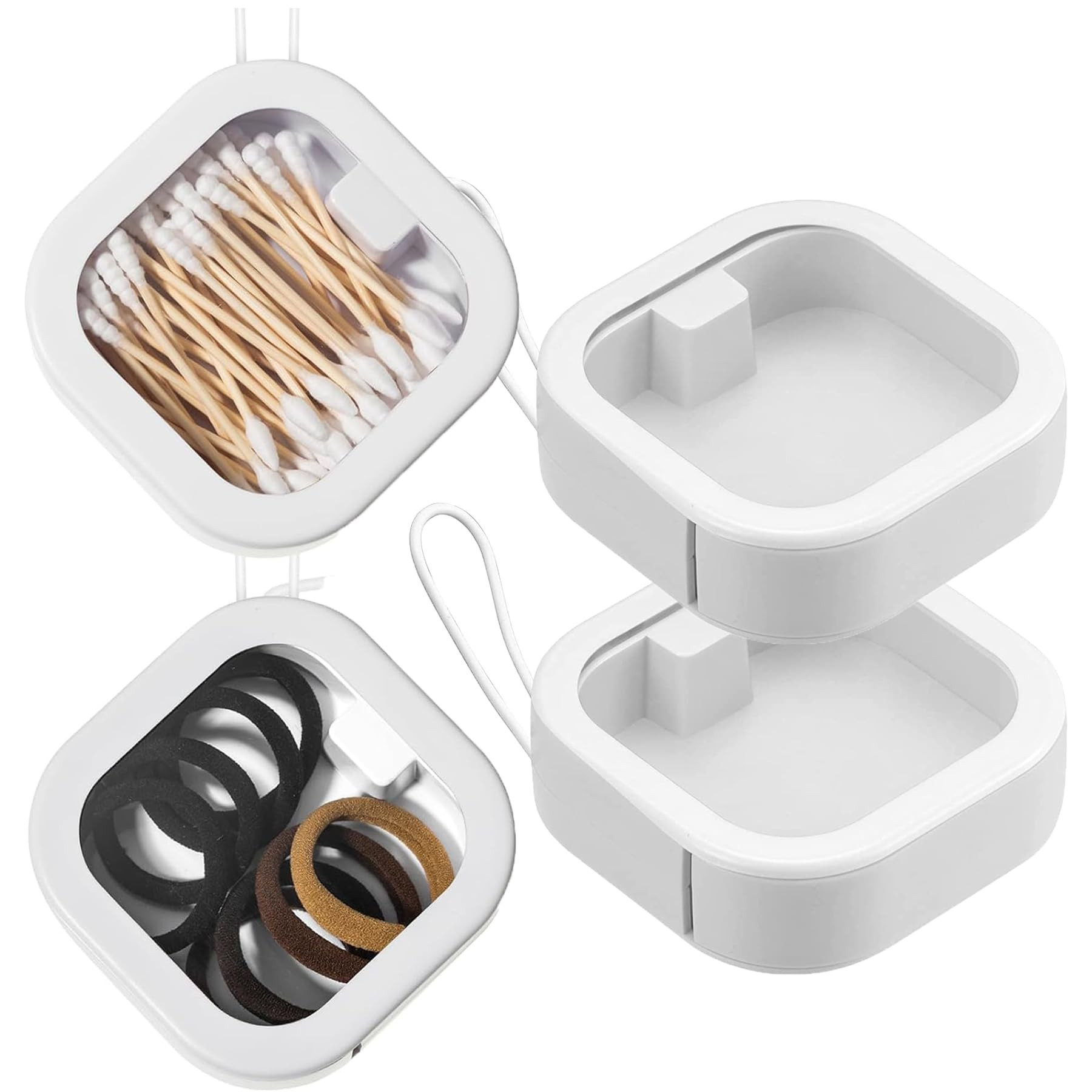 2pcs Hair Tie Organizer,Portable Travel Qtip Holder,Bathroom Storage Organizer Qtip Dispenser Cot... | Amazon (US)