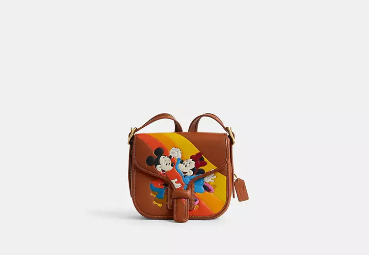 Coach Outlet Disney X Coach Courier Bag With Mickey Mouse And Minnie Mouse - Brown | Coach Outlet US