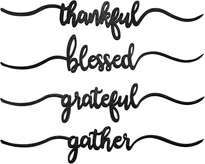 Jetec 8 Pieces Thankful Wood Cutout Cards Sign Grateful Blessed Gather Wood Word Table Sign Decor... | Amazon (US)