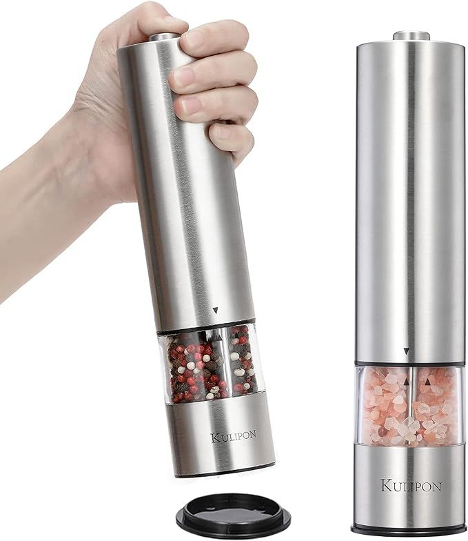 Kulipon Electric Salt and Pepper Grinder Set, Refillable, One Handed, Ergonomic Salt and Pepper S... | Amazon (US)