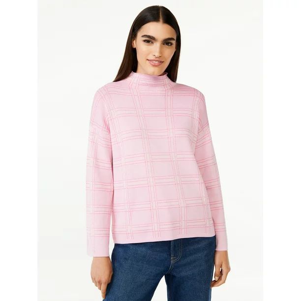 Free Assembly Women’s 3/4 Sleeve Mock Neck Square Sweater - Walmart.com | Walmart (US)