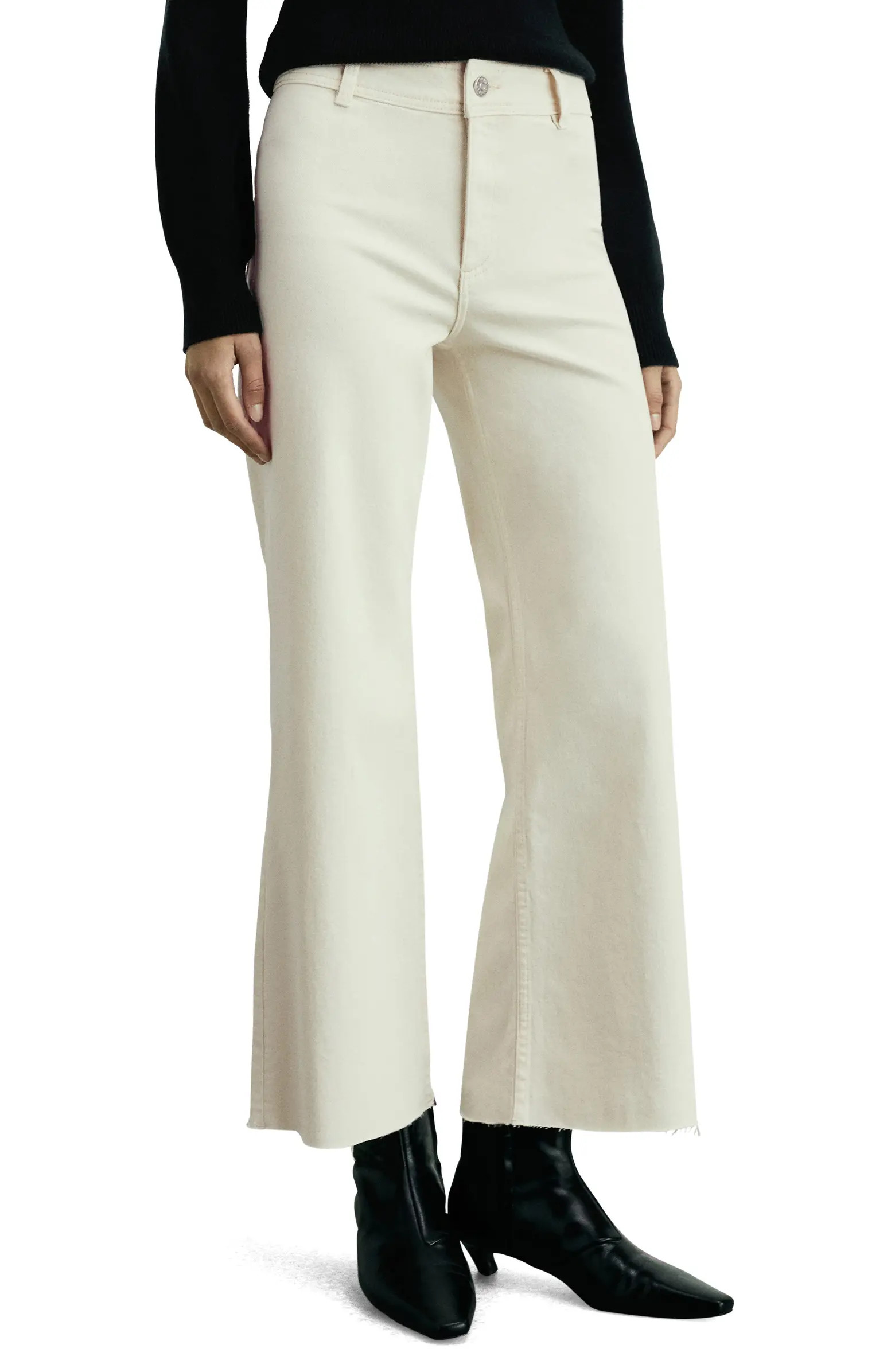 MANGO Catherin Raw Hem High Waist Wide Leg Culotte Jeans | Nordstrom | Nordstrom