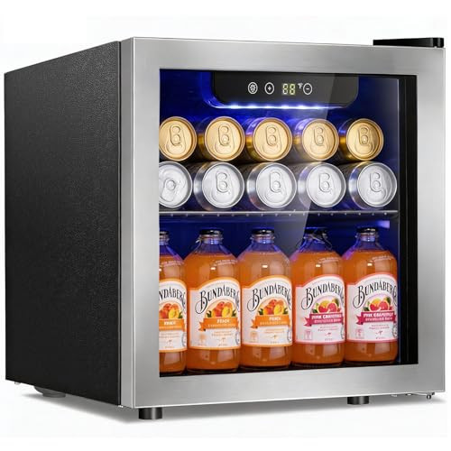 Antarctic Star 48 Can Beverage Refrigerator, 12 Bottle Mini Fridge with Seamless Stainless Steel Glass Door, Digital Temperature Display, Countertop Wine Cooler for Home Bar, Office, Kitchen, Silver | Amazon (US)