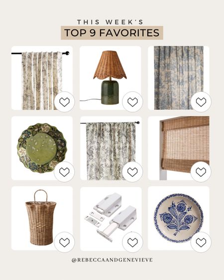 Your favorites this week 💕
-
Home decor. Ltkhome. Curtain. Wall plate. Vintage decor. Table lamp. Roman shade. 

#LTKhome #LTKfindsunder50