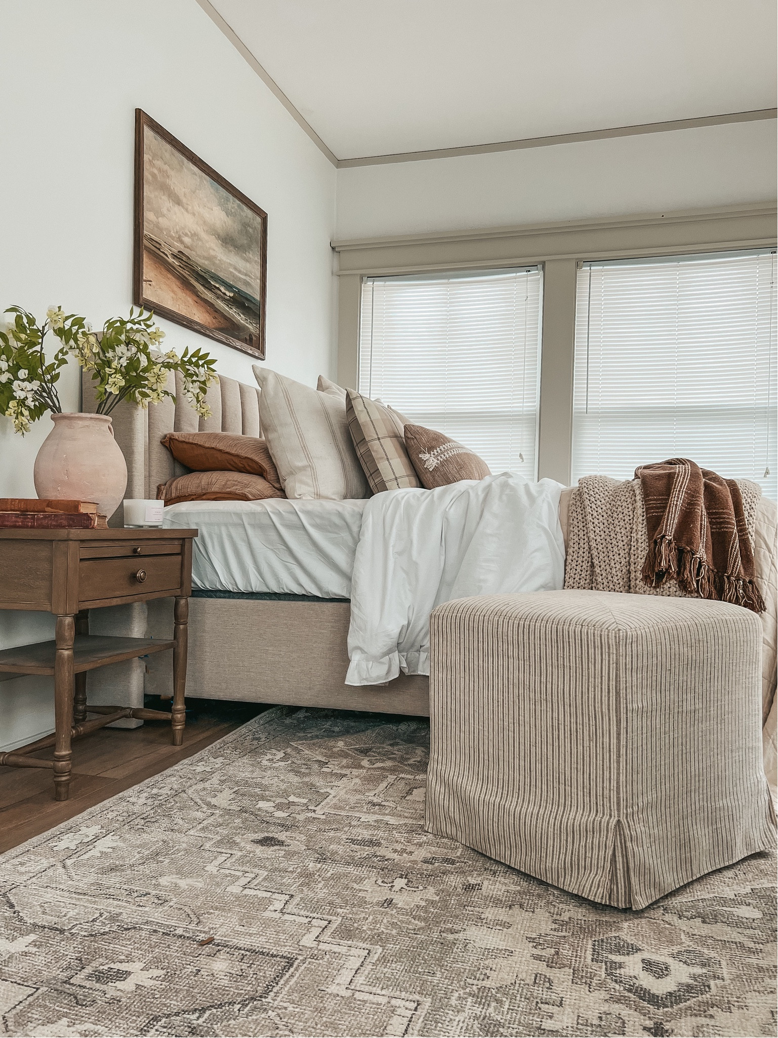 Shop this bedroom. Becki Owens x Surya rug, upholstered bed, nightstands, Casaluna bedding. 
#beckiowensxsurya

#LTKhome #LTKstyletip #LTKFind