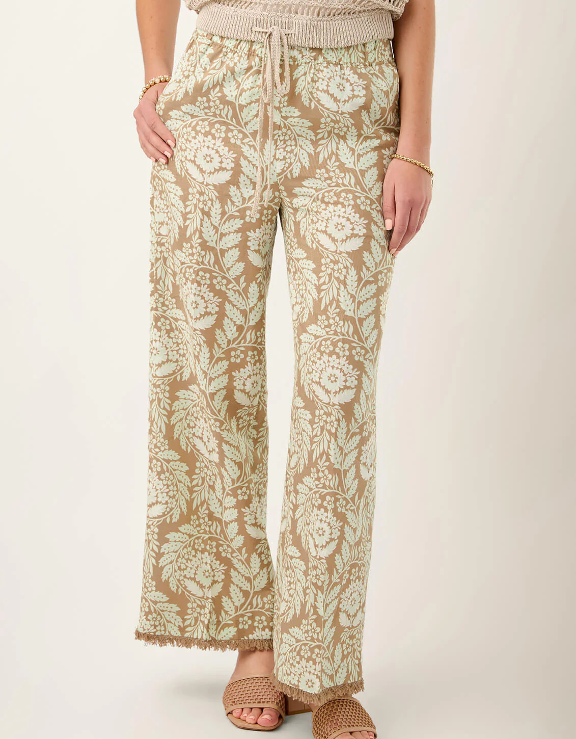 Resort Fringe Palazzo Pant Seawall Scroll Fawn | Spartina 449