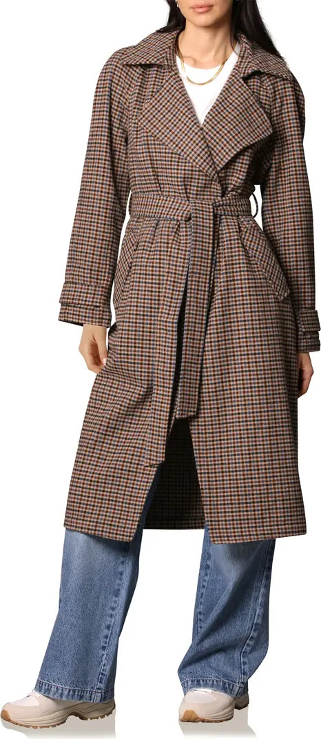 Avec Les Filles Belted Plaid Trench Coat | Nordstromrack | Nordstrom Rack