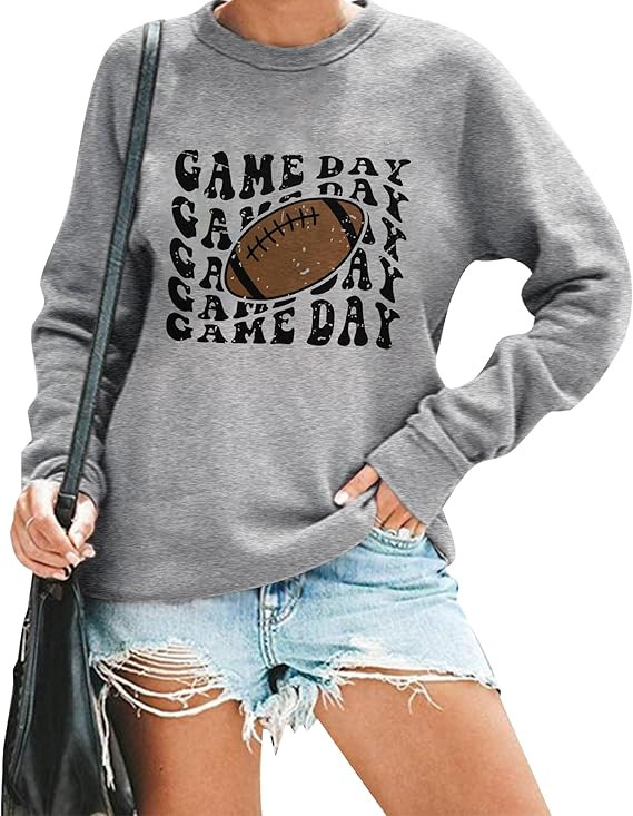 UNIQUEONE Women Game Day Sweatshirt Funny Football Graphic Tees Football Season Pullover Long Sle... | Amazon (US)