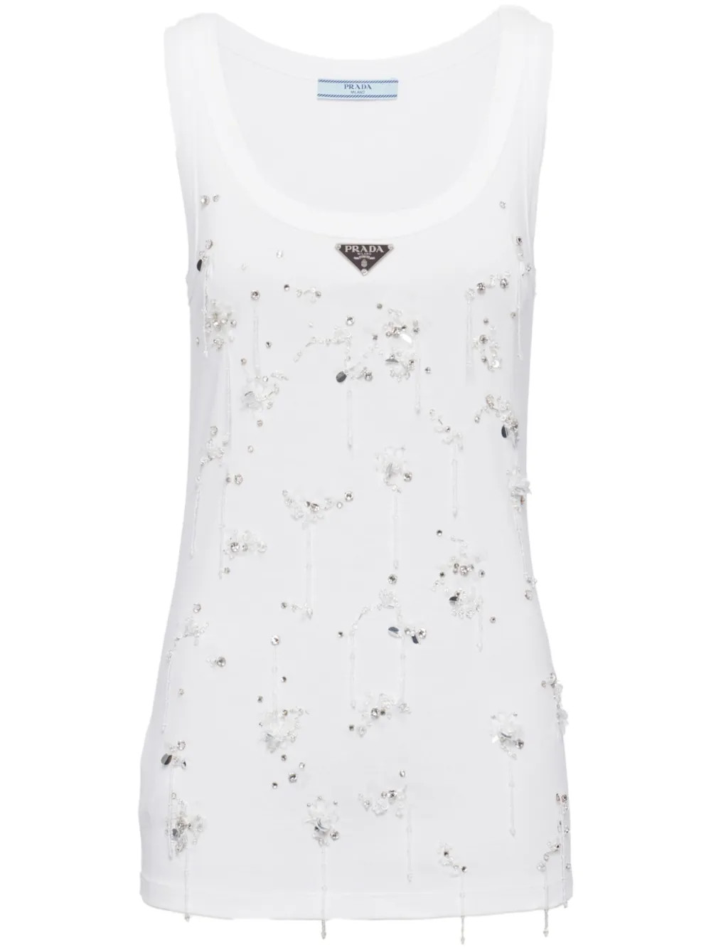 Prada Embroidered Ribbed Tank Top - Farfetch | Farfetch Global