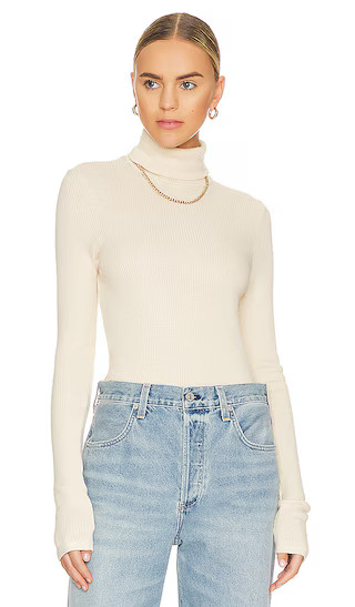 Lani Long Sleeve Turtleneck in Ivory | Revolve Clothing (Global)