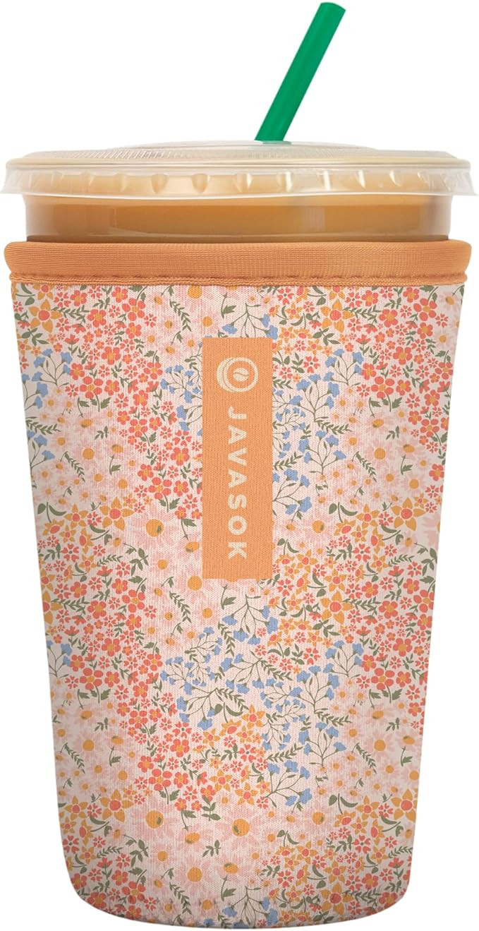 Sok It JavaSok Iced Coffee & Cold Soda Insulated Neoprene Cup Sleeve (Dainty Florals, Medium: 22-... | Amazon (US)
