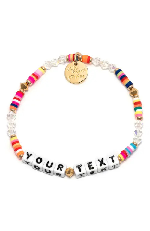Little Words Project Rainbow Custom Beaded Stretch Bracelet in White/Rainbow Multi at Nordstrom, Size Small | Nordstrom