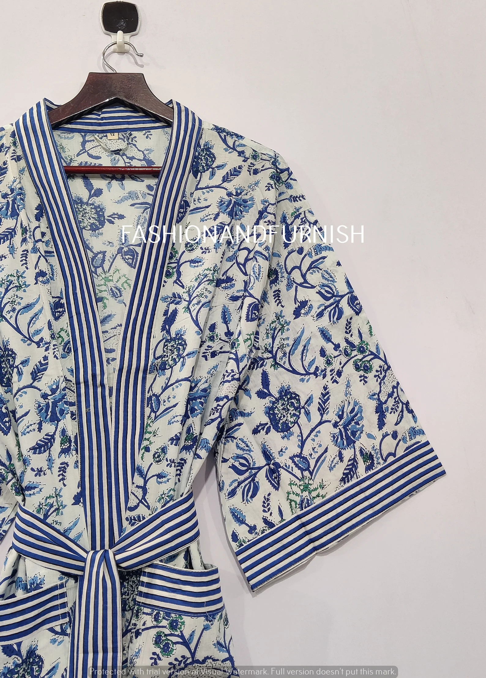 Hand Block Print Cotton Kimono Robe: Floral Tiger Print - Etsy | Etsy (US)