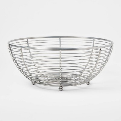 Nickel Fruit Basket - Threshold™: Hand Crafted, Nickel-Plated Iron, Freestanding Kitchen Rack, 12"x12"x5" | Target