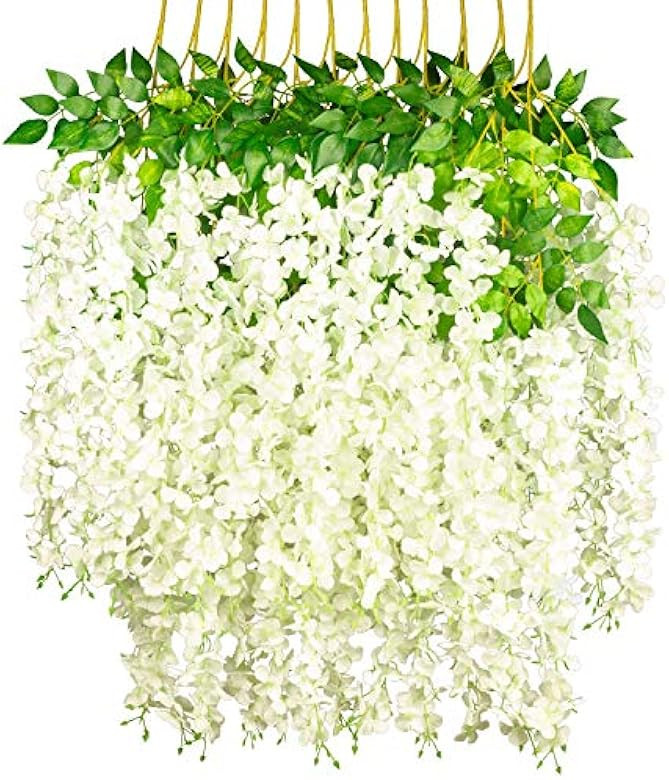GPARK 12 Pack /45 inch /3.7ft Wisteria Artificial Fake Flower Bushy Silk Vine Ratta Hanging Garla... | Amazon (US)