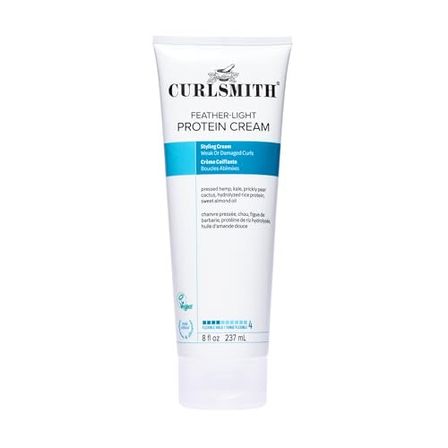 CURLSMITH Feather Light Protein Cream - Flexible Hold Curl Cream, Protein-Rich Styling Cream for Curls, For All Curl Types, Best for Weak and Damaged Curls, Vegan & Cruelty Free (8 oz) | Amazon (US)