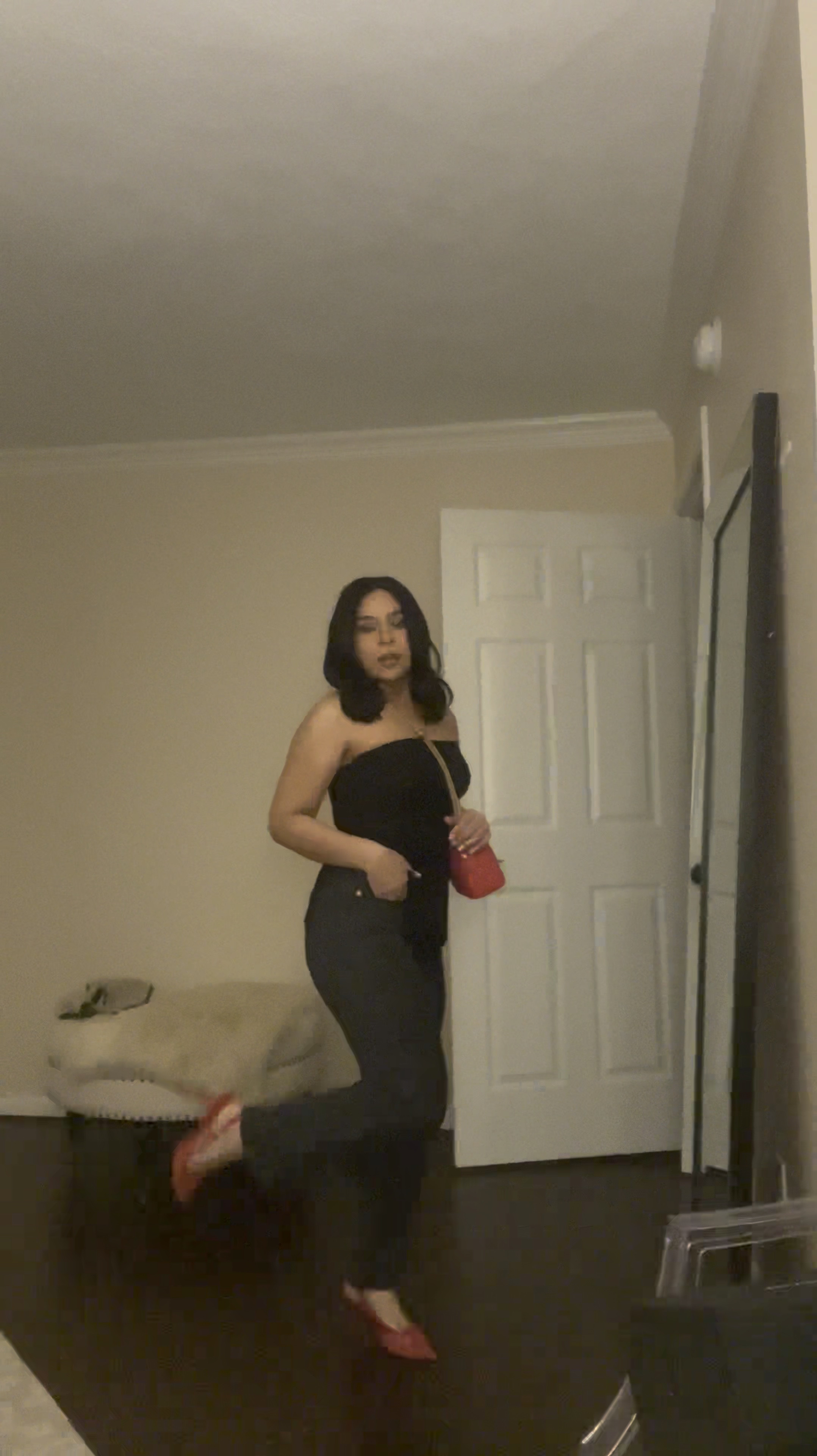 Galentine’s outfit of the night 
Strapless top: small 
Black Levi’s cropped jeans: 27 x 27, almost sold out so linked similar options! 
Red kitten heels: 6.5 
Cakes nipple covers
Red Chanel sweetheart vanity bag 
Rhinestone heart earrings 

#LTKMostLoved #LTKPetite #LTKStyleTip