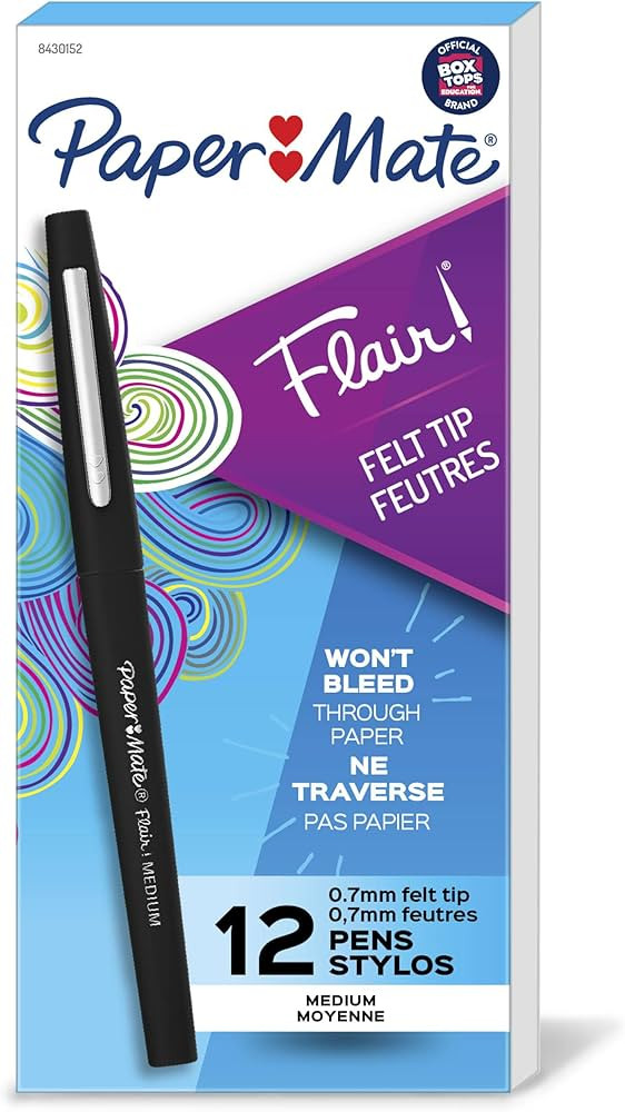 Paper Mate Flair Point-Guard Porous Point Pens, 12 Black Pens. | Amazon (US)