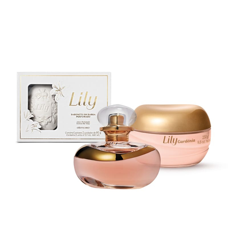 Combo Lily Gardénia: Eau De Parfum 75ml + Creme Acetinado Corporal 250g + Sabonete em Barra 2x90... | oBoticario (BR)