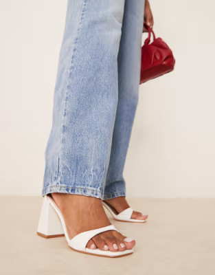 Raid Niya mid block heel sandals in white | ASOS | ASOS (Global)