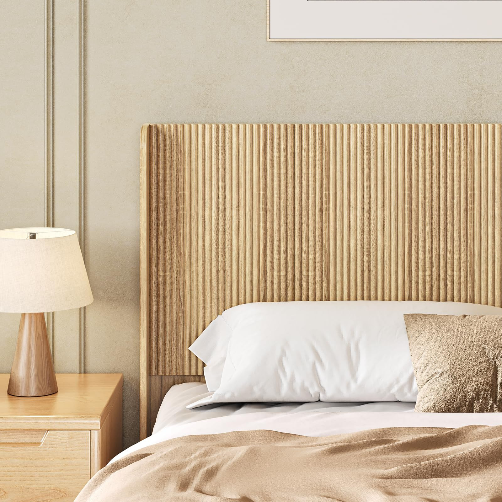 63.9" Wood Headboard Queen Size, Fluted Queen Headboard Only,Wall Mount Wood Headboards, Rustic &... | Amazon (US)