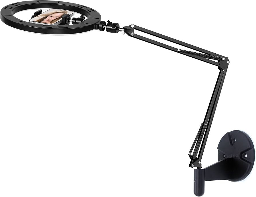 Ring Light Wall Mout Phone Holder, 10'' Ring Light with Wall Folding Arm Compatible with iPhone 1... | Amazon (US)