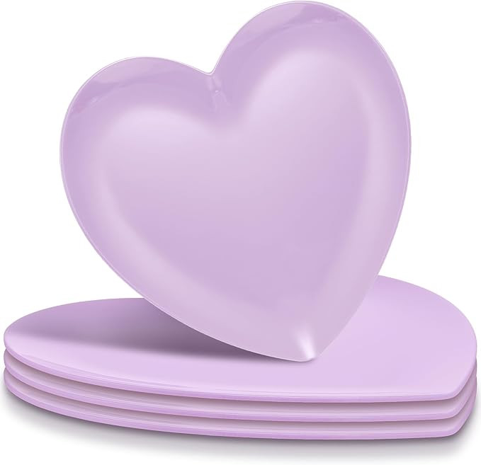 FillTouch 9.5 Inch Heart Shaped Dinner Plates, Valentine's Serving Plates, Unbreakable Melamine P... | Amazon (US)