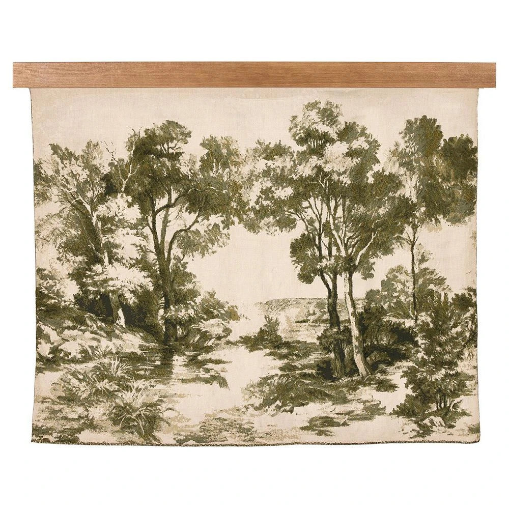 Estelle Olive Green Landscape Tapestry - 70x54 | Kathy Kuo Home