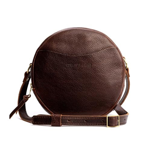 Portland Leather Goods Large Circle Crossbody Bag for Women – Handmade from the Finest Full-Grain Hides – Features Interior & Exterior Pockets & an Adjustable Strap – Coldbrew | Amazon (US)