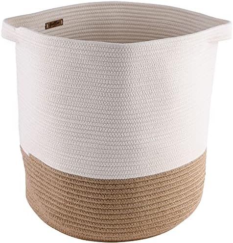 GooBloo Large Cotton Rope Woven Basket - 18" x 17” Tall Decorative Storage Basket for Living Ro... | Amazon (US)