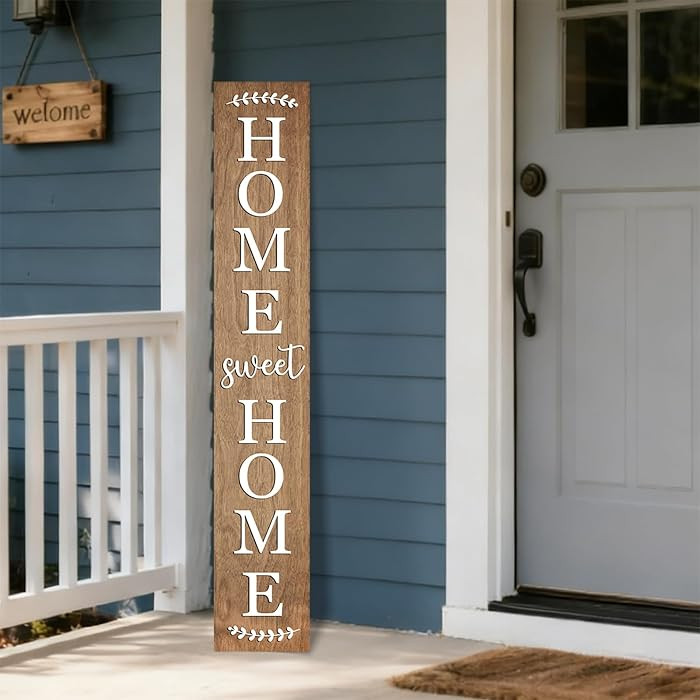 Home sweet home wooden porch sign Vertical hanging decorations Welcome sign front door standing D... | Amazon (US)