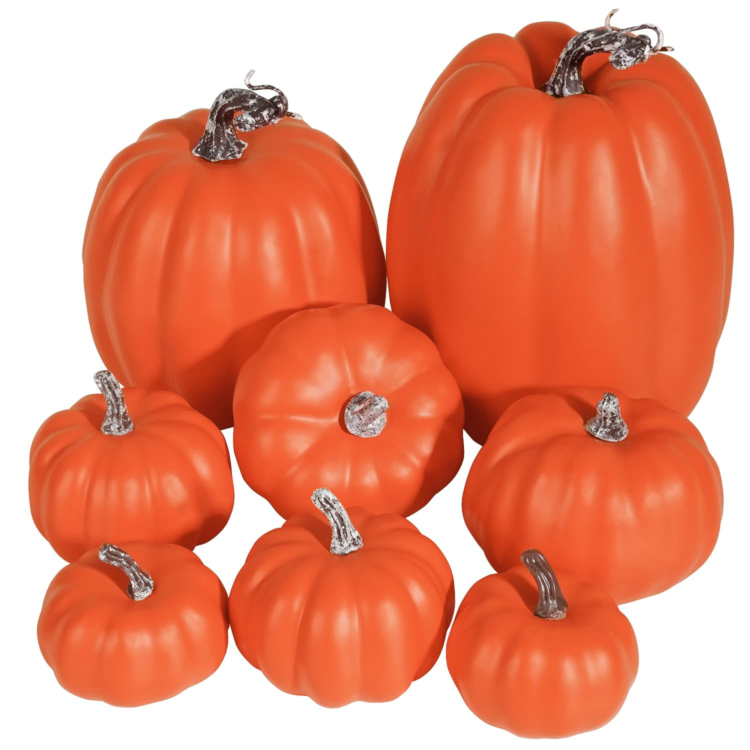 Artmag 8 Pcs Assorted Sizes Harvest Orange Artificial Pumpkins for Fall Halloween Thanksgiving Se... | Amazon (US)
